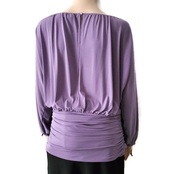 Worthington Women’s 3/4 Balloon Sleeve Ruched Blouse Purple Size Large - Picture 3 of 10